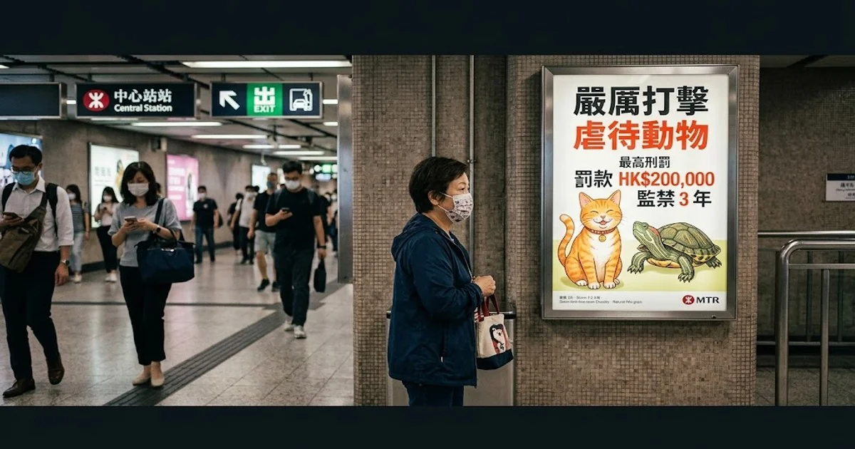 香港地鐵海報嚴罰虐寵｜罰款20萬監禁3年｜小紅書熱議動物平權｜2026